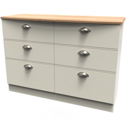Crowndale Victoria 6 Drawer Cream Ash and Oak Wide Midi Chest of Drawer - Wilko - thumbnail 5
