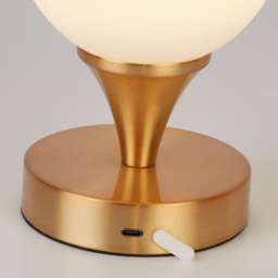 Lighting Collection Opal Glass and Gold Rechargeable LED Table Lamp - Size: 19 x 18 x 18cm - Wilko - thumbnail 5