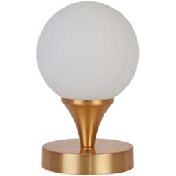 Lighting Collection Opal Glass and Gold Rechargeable LED Table Lamp - Size: 19 x 18 x 18cm - Wilko