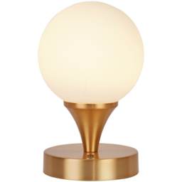 Lighting Collection Opal Glass and Gold Rechargeable LED Table Lamp - Size: 19 x 18 x 18cm - Wilko - thumbnail 4