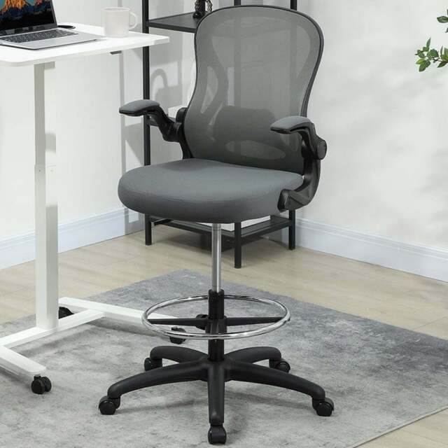 Vinsetto Charcoal Grey Mesh Desk Chair - Size: 130 x 59 x 65cm - Wilko - image 1