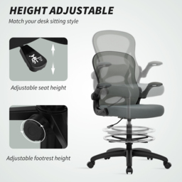 Vinsetto Charcoal Grey Mesh Desk Chair - Size: 130 x 59 x 65cm - Wilko - thumbnail 5
