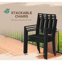 Outsunny Metal 6 Seater Garden Dining Set with Umbrella Hole Black - Wilko - thumbnail 5