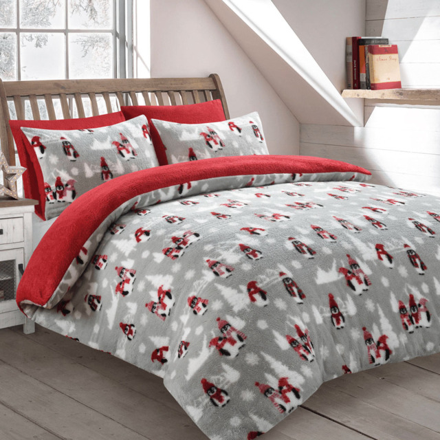 Velosso Single Penguins Teddy Fleece Duvet Set - Multi - Wilko - image 1