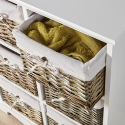 Home Source Lichfield 6 Wicker Basket White Storage Unit - Size: 76 x 63 x 26cm - Wilko - thumbnail 7
