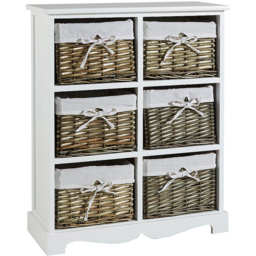 Home Source Lichfield 6 Wicker Basket White Storage Unit - Size: 76 x 63 x 26cm - Wilko - thumbnail 3