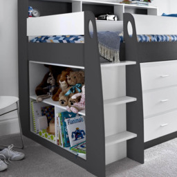Ersa Grey and White Mid Sleeper with Orthopaedic Mattress - Size: Single - Bedmaster - Wilko - thumbnail 5