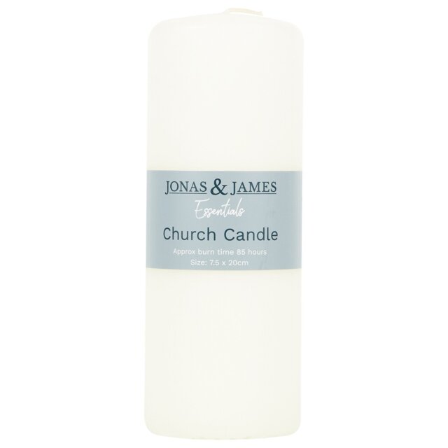 Jonas and James Essentials Church Candle White 85hr 7.5 x 20cm - Jonas & James - Wilko - image 1