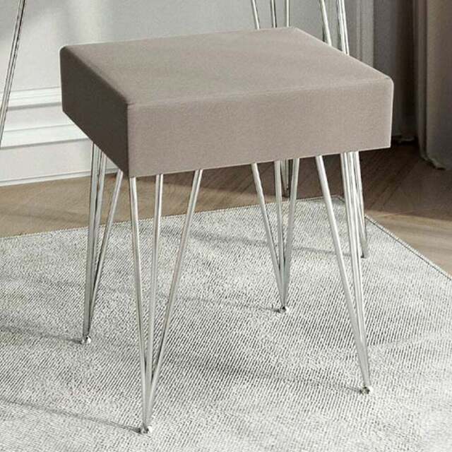 CARME Home Olivia Dove Grey Velvet Padded Stool - Size: 26 x 38 x 48cm - Wilko - image 1