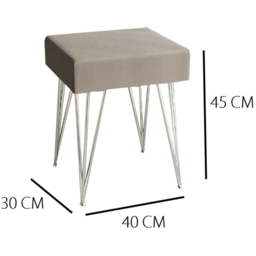CARME Home Olivia Dove Grey Velvet Padded Stool - Size: 26 x 38 x 48cm - Wilko - thumbnail 7