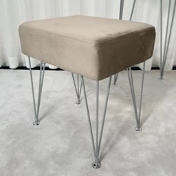 CARME Home Olivia Dove Grey Velvet Padded Stool - Size: 26 x 38 x 48cm - Wilko - thumbnail 4