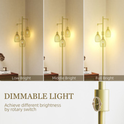 Portland Industrial Gold Tone 3 Light Dimmable Floor Lamp - Size: 170.5 x 30 x 30cm - Wilko - thumbnail 7