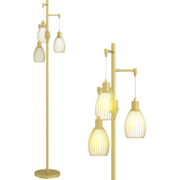 Portland Industrial Gold Tone 3 Light Dimmable Floor Lamp - Size: 170.5 x 30 x 30cm - Wilko - thumbnail 4