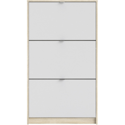 Florence Shoes 3 Flip Door Oak and White Double Layer Shoe Storage Cabinet - Furniture To Go - Wilko - thumbnail 4