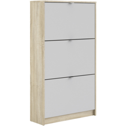 Florence Shoes 3 Flip Door Oak and White Double Layer Shoe Storage Cabinet - Furniture To Go - Wilko - thumbnail 3