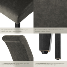 tectake Set of 4 Grey Marble Leather High Backrest Dining Chair - Wilko - thumbnail 7