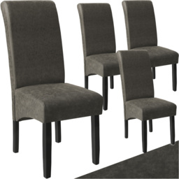 tectake Set of 4 Grey Marble Leather High Backrest Dining Chair - Wilko - thumbnail 3
