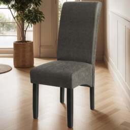 tectake Set of 4 Grey Marble Leather High Backrest Dining Chair - Wilko - thumbnail 1