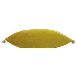 Paoletti Fiesta Bamboo Natural Pom Pom Velvet Cushion - Size: 50 x 35 cm - Multi - Wilko - thumbnail 3