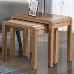 Julian Bowen Curve Oak Nest of Tables Set of 2 - Wood - Wilko - thumbnail 1