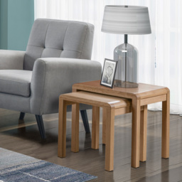 Julian Bowen Curve Oak Nest of Tables Set of 2 - Wood - Wilko - thumbnail 7