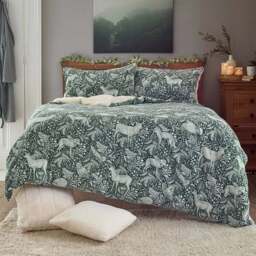 Deyongs Double Dark Sage Woodland Folk Duvet Set - Green - Wilko - thumbnail 1