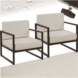 tectake Comosa Set of 2 Brown and Beige Garden Chair - Size: 85 x 74 x 78cm - Wilko - thumbnail 3