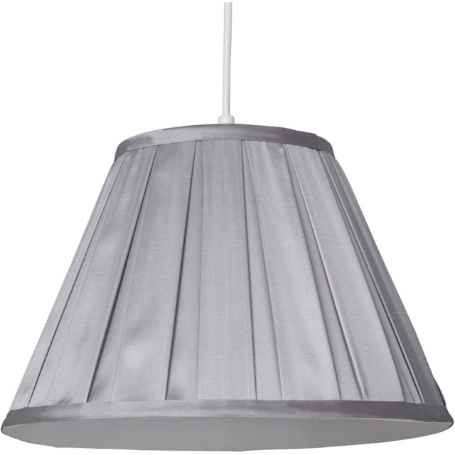 Lighting Collection Barnes Light Grey Pleated Tapered Lamp Shade 30cm - Size: 22 x 31 x 31cm - Silver - Wilko - image 1