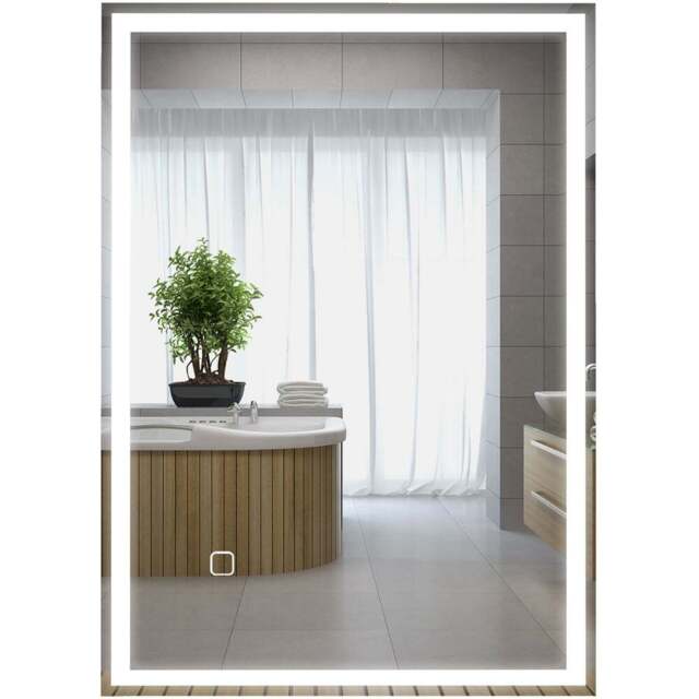 HOMCOM 3 Colour LED Illuminated Bathroom Mirror with Defogging Film - Size: 4.0 x 50.0 x 70.0cm - Silver - Wilko - image 1