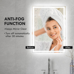 HOMCOM 3 Colour LED Illuminated Bathroom Mirror with Defogging Film - Size: 4.0 x 50.0 x 70.0cm - Silver - Wilko - thumbnail 7