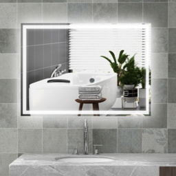 HOMCOM 3 Colour LED Illuminated Bathroom Mirror with Defogging Film - Size: 4.0 x 50.0 x 70.0cm - Silver - Wilko - thumbnail 3