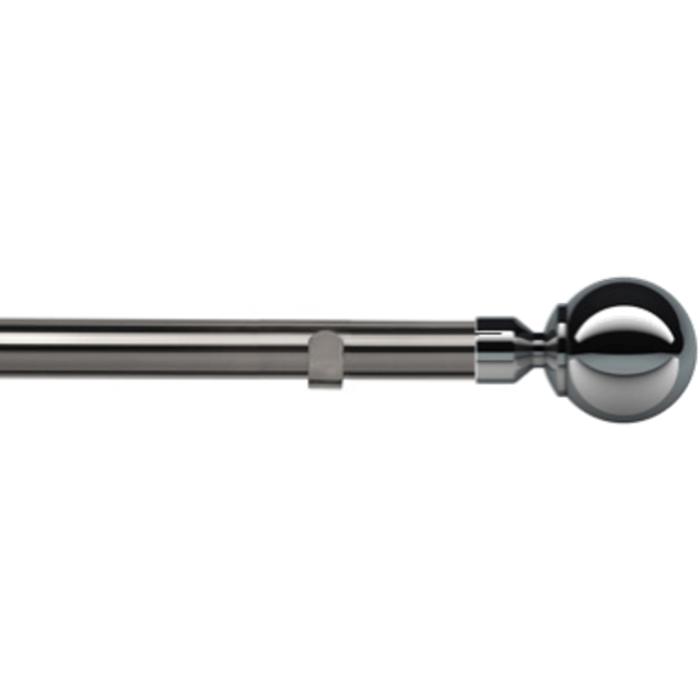 New Edge Blinds 60cm Fixed Length Polished Graphite Eyelet Curtain Pole Set with Met Ball Finial - Wilko - image 1