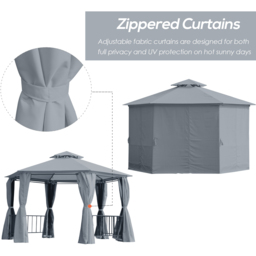 Outsunny 3 x 3m 2-Tier Grey Canopy Gazebo with Sides - Size: 286 x 331 x 331cm - Wilko - thumbnail 4