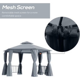 Outsunny 3 x 3m 2-Tier Grey Canopy Gazebo with Sides - Size: 286 x 331 x 331cm - Wilko - thumbnail 6