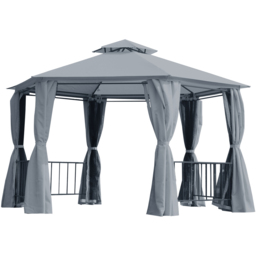 Outsunny 3 x 3m 2-Tier Grey Canopy Gazebo with Sides - Size: 286 x 331 x 331cm - Wilko - thumbnail 3