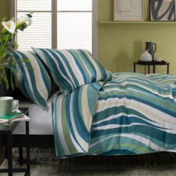 Deyongs Smith Wave King Size Green Duvet Set - Blue - Wilko - thumbnail 3