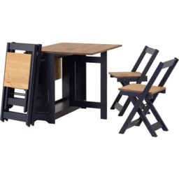 Seconique Santos 4 Seater Butterfly Dining Set Navy Blue Distressed Waxed Pine - Brown - Wilko - thumbnail 4