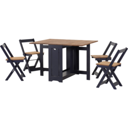 Seconique Santos 4 Seater Butterfly Dining Set Navy Blue Distressed Waxed Pine - Brown - Wilko - thumbnail 3