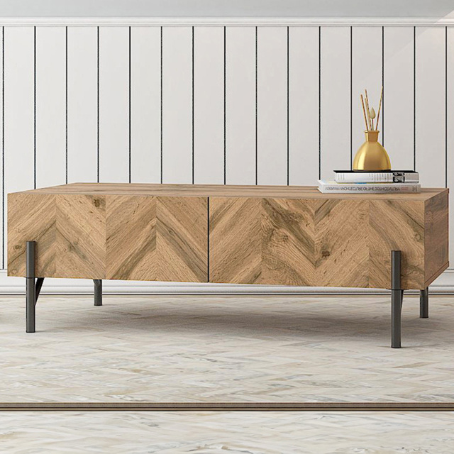 Kudl 2 Door Walton Oak Coffee Table - Brown - Wilko - image 1