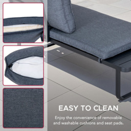 Sunjoy 3 Piece Outdoor Corner Lounge Set with Cushions - Black - Wilko - thumbnail 6