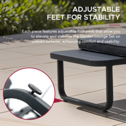 Sunjoy 3 Piece Outdoor Corner Lounge Set with Cushions - Black - Wilko - thumbnail 4