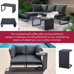 Sunjoy 3 Piece Outdoor Corner Lounge Set with Cushions - Black - Wilko - thumbnail 7
