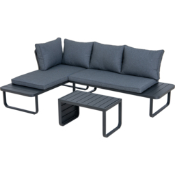 Sunjoy 3 Piece Outdoor Corner Lounge Set with Cushions - Black - Wilko - thumbnail 3