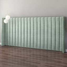 Aspire Furniture Grandeur Duck Egg Plush Velvet Wing Headboard - Size: Emperor - Green - Aspire Beds - Wilko - thumbnail 1