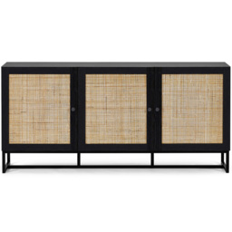 Julian Bowen Padstow 3 Door Black Sideboard - Size: 40 x 160 x 75cm - Wilko - thumbnail 4