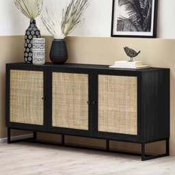 Julian Bowen Padstow 3 Door Black Sideboard - Size: 40 x 160 x 75cm - Wilko - thumbnail 1
