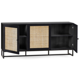 Julian Bowen Padstow 3 Door Black Sideboard - Size: 40 x 160 x 75cm - Wilko - thumbnail 5