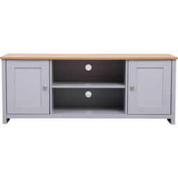 FurnitureHMD 2 Door 2 Shelf Grey and Oak Effect Wooden TV Unit - Size: 50 x 130 x 39cm - Wilko - thumbnail 3