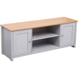 FurnitureHMD 2 Door 2 Shelf Grey and Oak Effect Wooden TV Unit - Size: 50 x 130 x 39cm - Wilko - thumbnail 4