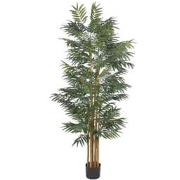 Leaf Phoenix Palm Natural Trunk Artificial Tree in Pot 7ft - Size: 210 x 80 x 80cm - Green - Wilko
